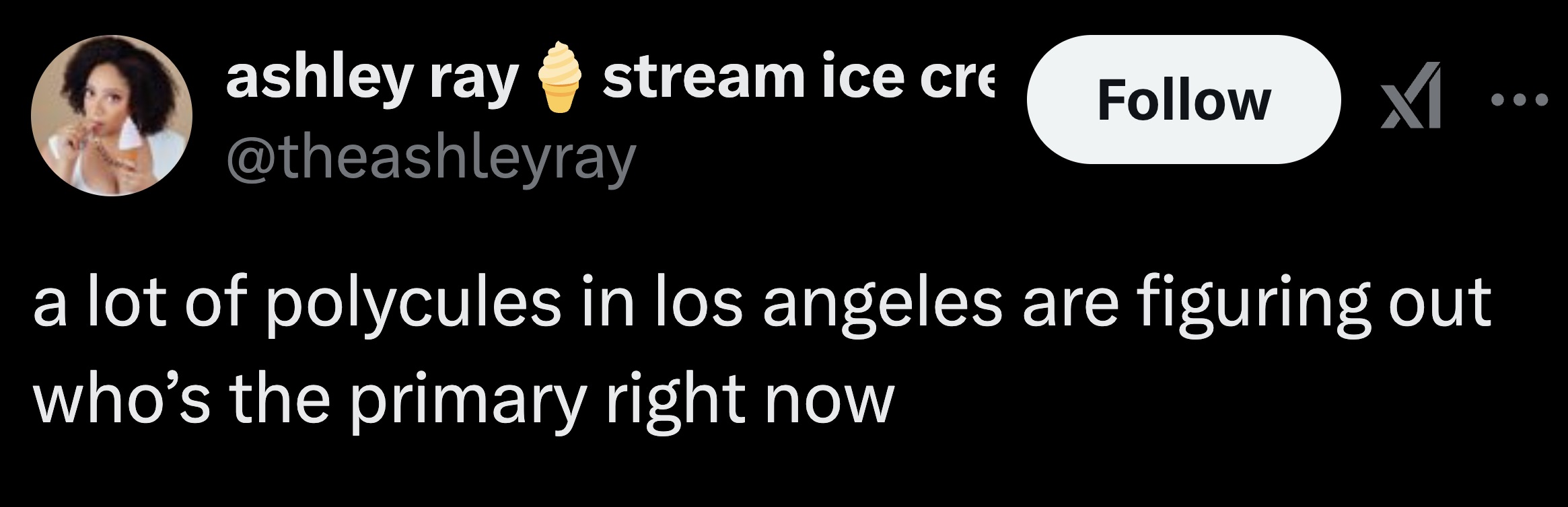 termite - ashley ray stream ice cre X a lot of polycules in los angeles are figuring out who's the primary right now